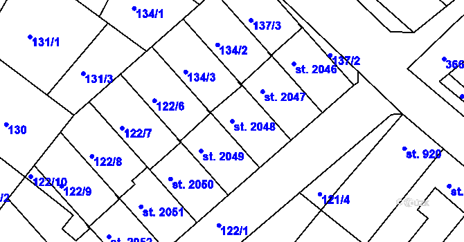 Parcela st. 2048 v KÚ Veselí-Předměstí, Katastrální mapa