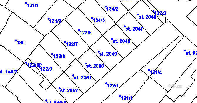 Parcela st. 2049 v KÚ Veselí-Předměstí, Katastrální mapa