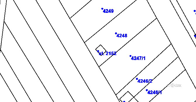 Parcela st. 2152 v KÚ Veselí-Předměstí, Katastrální mapa