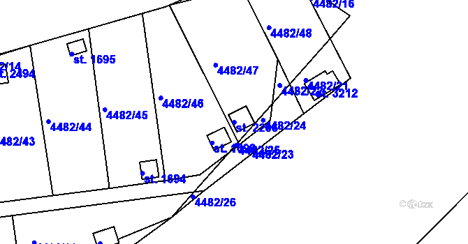 Parcela st. 2206 v KÚ Veselí-Předměstí, Katastrální mapa