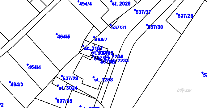 Parcela st. 2234 v KÚ Veselí-Předměstí, Katastrální mapa