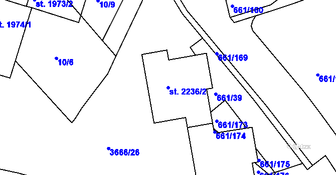 Parcela st. 2236/2 v KÚ Veselí-Předměstí, Katastrální mapa