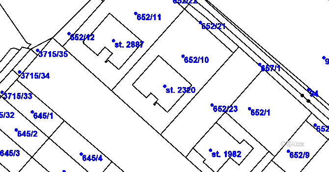 Parcela st. 2320 v KÚ Veselí-Předměstí, Katastrální mapa
