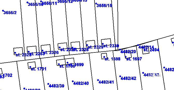 Parcela st. 2329 v KÚ Veselí-Předměstí, Katastrální mapa