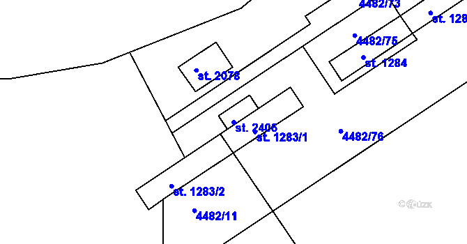 Parcela st. 2406 v KÚ Veselí-Předměstí, Katastrální mapa