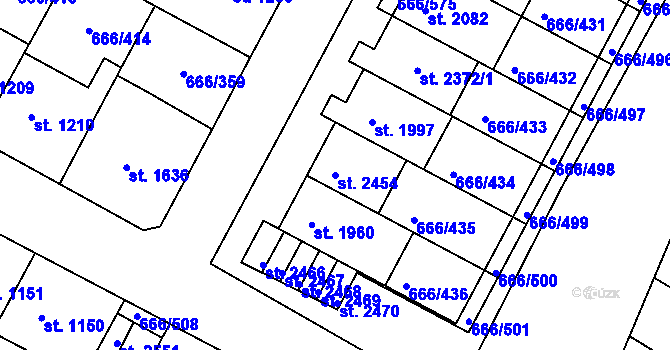 Parcela st. 2454 v KÚ Veselí-Předměstí, Katastrální mapa
