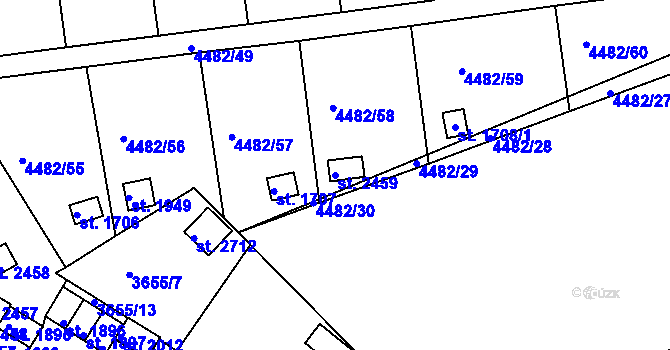 Parcela st. 2459 v KÚ Veselí-Předměstí, Katastrální mapa