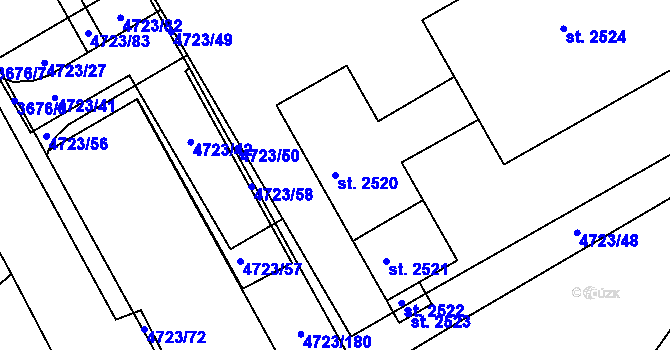 Parcela st. 2520 v KÚ Veselí-Předměstí, Katastrální mapa