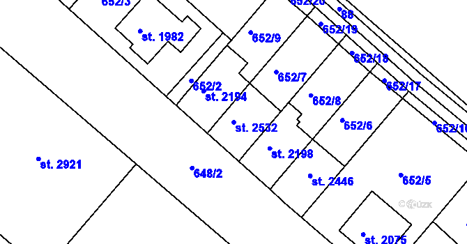 Parcela st. 2532 v KÚ Veselí-Předměstí, Katastrální mapa