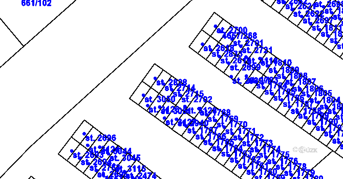 Parcela st. 2715 v KÚ Veselí-Předměstí, Katastrální mapa