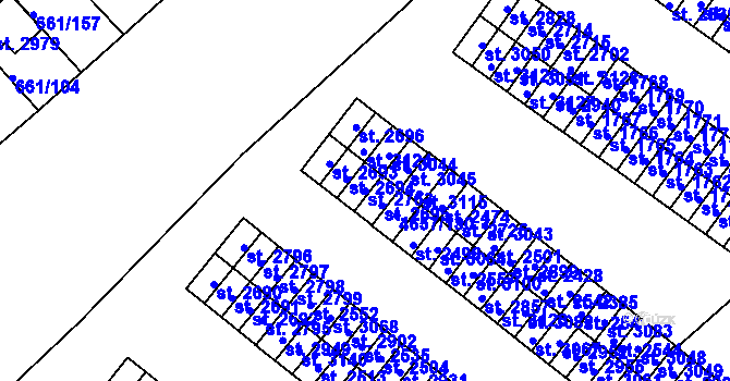 Parcela st. 2763 v KÚ Veselí-Předměstí, Katastrální mapa