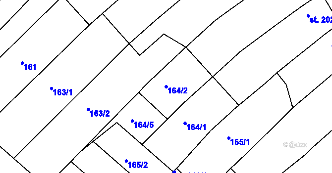 Parcela st. 164/2 v KÚ Veselí-Předměstí, Katastrální mapa