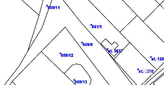 Parcela st. 659/8 v KÚ Veselí-Předměstí, Katastrální mapa