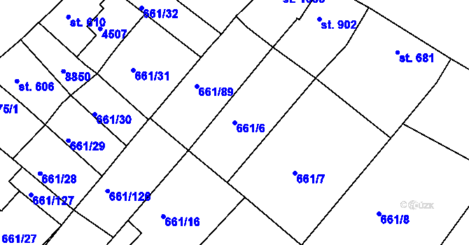 Parcela st. 661/6 v KÚ Veselí-Předměstí, Katastrální mapa