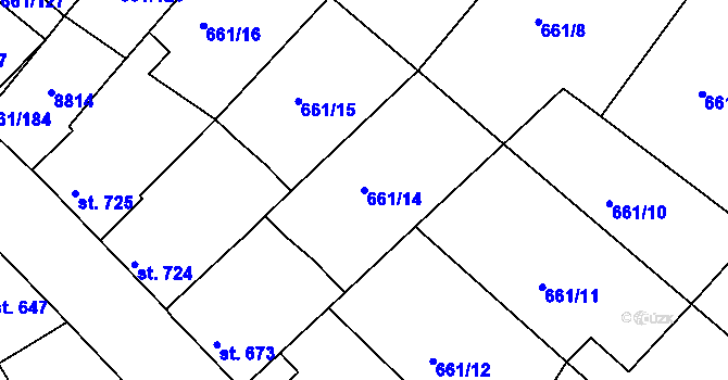 Parcela st. 661/14 v KÚ Veselí-Předměstí, Katastrální mapa