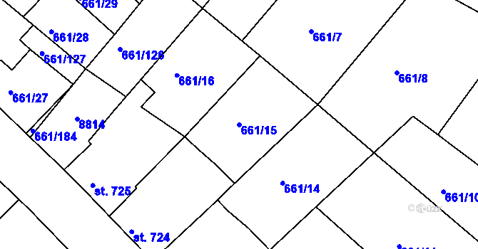 Parcela st. 661/15 v KÚ Veselí-Předměstí, Katastrální mapa