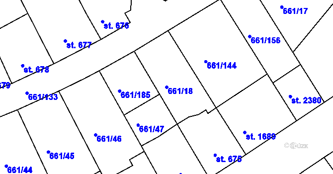 Parcela st. 661/18 v KÚ Veselí-Předměstí, Katastrální mapa