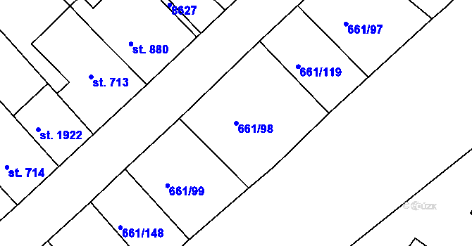 Parcela st. 661/98 v KÚ Veselí-Předměstí, Katastrální mapa