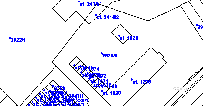 Parcela st. 2924/6 v KÚ Veselí-Předměstí, Katastrální mapa