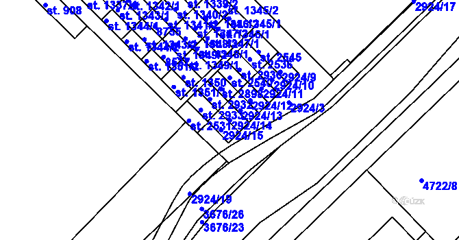 Parcela st. 2924/14 v KÚ Veselí-Předměstí, Katastrální mapa