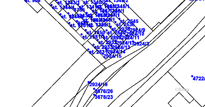 Parcela st. 2924/15 v KÚ Veselí-Předměstí, Katastrální mapa