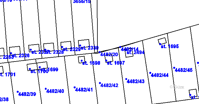 Parcela st. 4482/20 v KÚ Veselí-Předměstí, Katastrální mapa