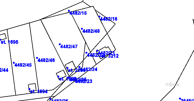 Parcela st. 4482/21 v KÚ Veselí-Předměstí, Katastrální mapa