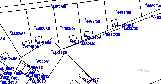 Parcela st. 4482/30 v KÚ Veselí-Předměstí, Katastrální mapa