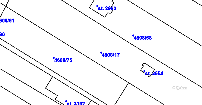 Parcela st. 4608/17 v KÚ Veselí-Předměstí, Katastrální mapa