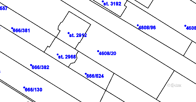 Parcela st. 4608/20 v KÚ Veselí-Předměstí, Katastrální mapa