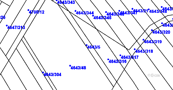 Parcela st. 4643/5 v KÚ Veselí-Předměstí, Katastrální mapa