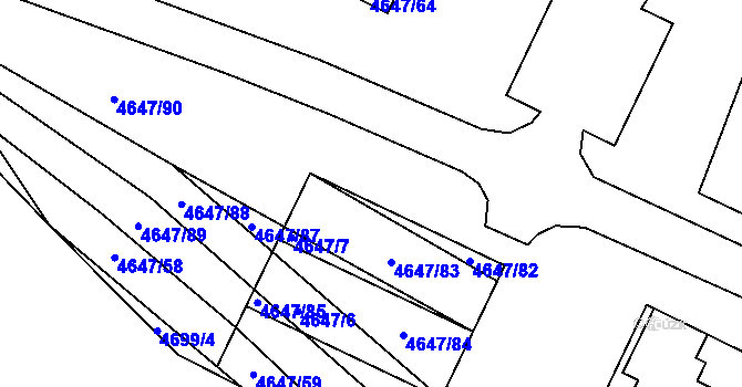 Parcela st. 4647/8 v KÚ Veselí-Předměstí, Katastrální mapa