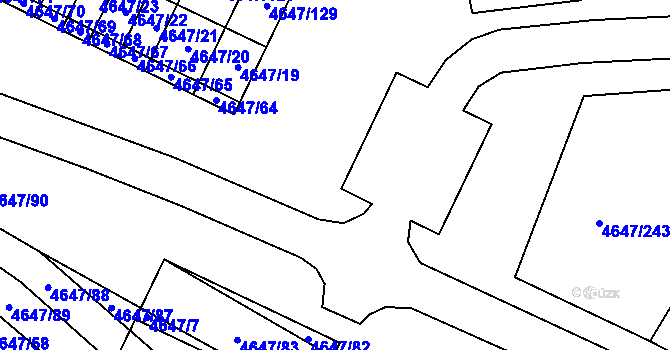 Parcela st. 4647/10 v KÚ Veselí-Předměstí, Katastrální mapa