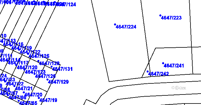 Parcela st. 4647/14 v KÚ Veselí-Předměstí, Katastrální mapa