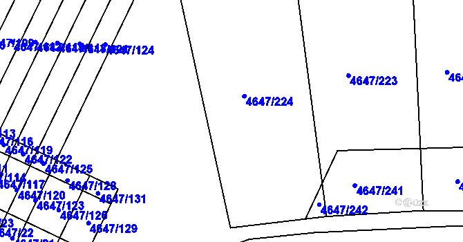 Parcela st. 4647/15 v KÚ Veselí-Předměstí, Katastrální mapa