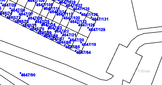 Parcela st. 4647/19 v KÚ Veselí-Předměstí, Katastrální mapa