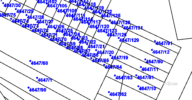 Parcela st. 4647/20 v KÚ Veselí-Předměstí, Katastrální mapa