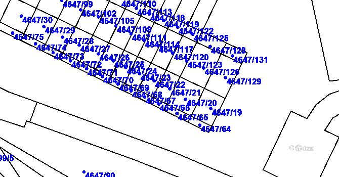 Parcela st. 4647/21 v KÚ Veselí-Předměstí, Katastrální mapa