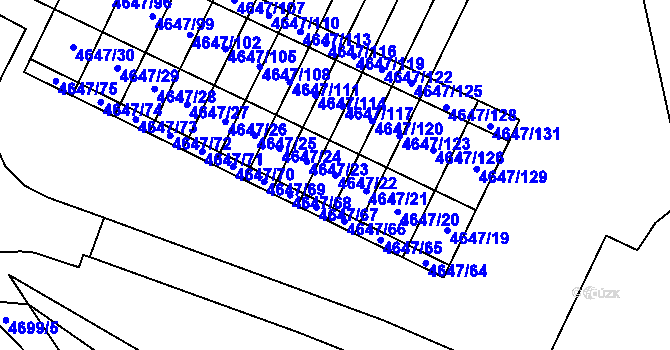 Parcela st. 4647/22 v KÚ Veselí-Předměstí, Katastrální mapa