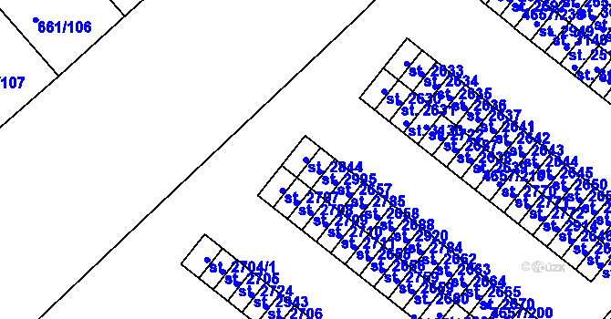 Parcela st. 2844 v KÚ Veselí-Předměstí, Katastrální mapa