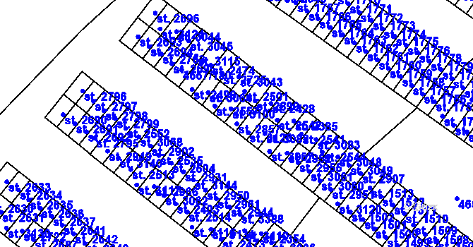 Parcela st. 2857 v KÚ Veselí-Předměstí, Katastrální mapa
