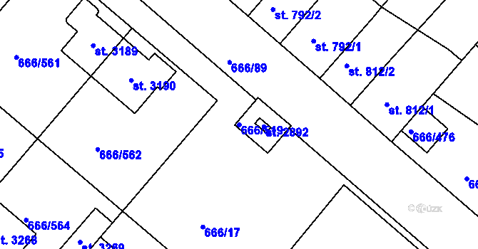 Parcela st. 666/519 v KÚ Veselí-Předměstí, Katastrální mapa
