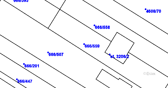 Parcela st. 666/559 v KÚ Veselí-Předměstí, Katastrální mapa