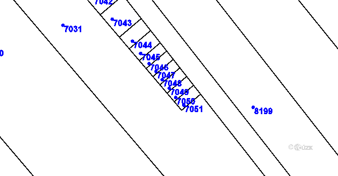 Parcela st. 7049 v KÚ Veselí-Předměstí, Katastrální mapa