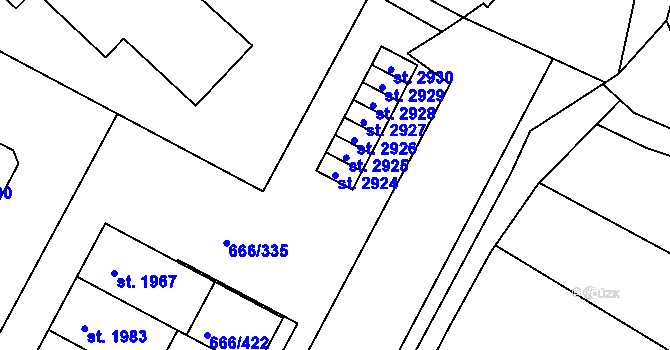 Parcela st. 2924 v KÚ Veselí-Předměstí, Katastrální mapa
