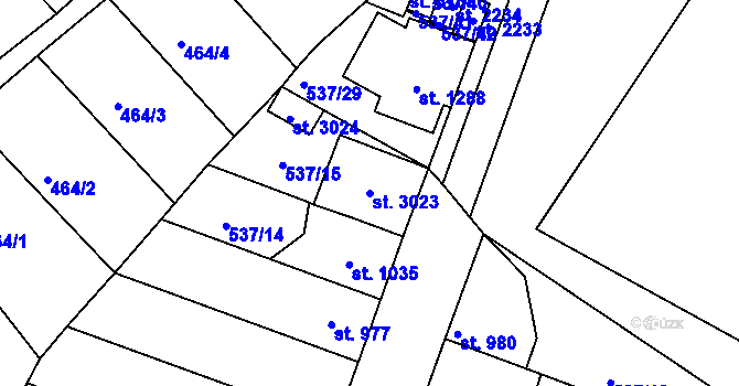 Parcela st. 3023 v KÚ Veselí-Předměstí, Katastrální mapa