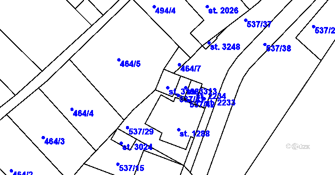 Parcela st. 3168 v KÚ Veselí-Předměstí, Katastrální mapa