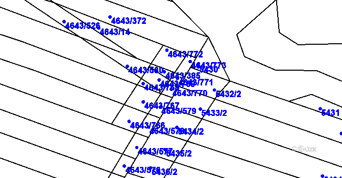 Parcela st. 4643/770 v KÚ Veselí-Předměstí, Katastrální mapa