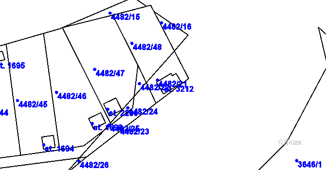 Parcela st. 3212 v KÚ Veselí-Předměstí, Katastrální mapa