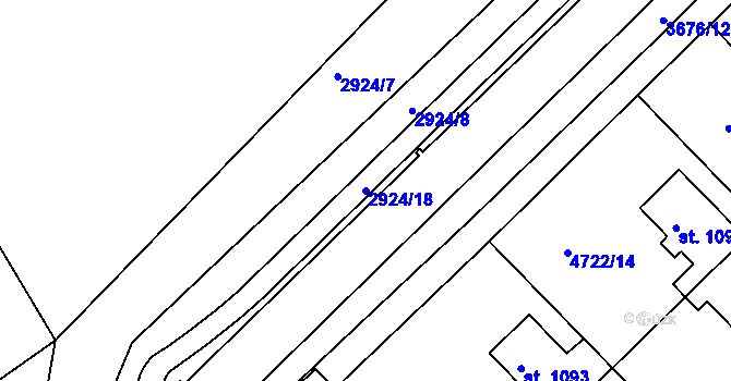 Parcela st. 2924/18 v KÚ Veselí-Předměstí, Katastrální mapa
